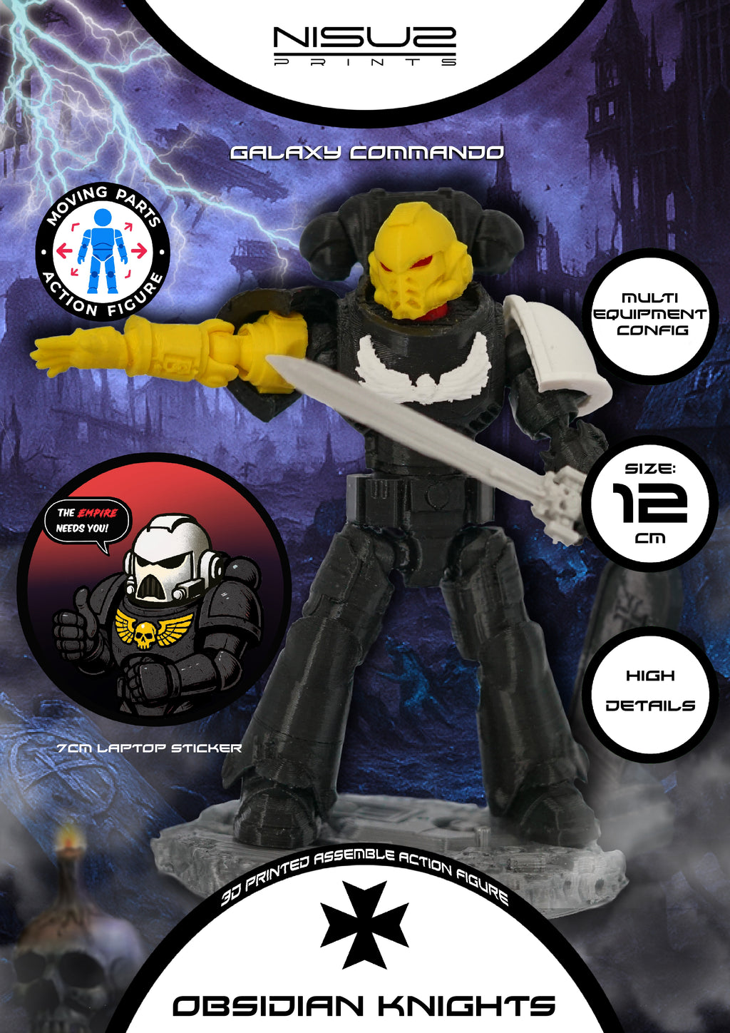 Obsidian Knights – Galaxy Commando
Custom 3D Printed Collectible Figure (FDM, PLA)